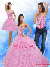 Luxurious Beading and Ruffles Sweetheart 2015 Detachable Quinceanera Dresses QDDTA67001FOR