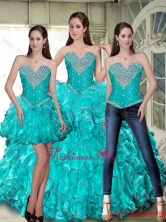 Luxurious Lace Up Detachable Quinceanera Dresses with Beading and Ruffles SJQDDT87001FOR