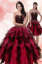 Multi Color Sweetheart Detachable Quinceanera Dresses with Ruffles and Beading for 2015 XFNAO5800TZFOR