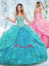 New Arrivals Rhinestoned and Ruffled Detachable Quinceanera Dress in Organza SJQDDT541002FOR