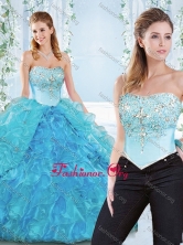 Popular Big Puffy Organza Detachable Sweet 16 Dress with Beading and Ruffles SJQDDT551002AFOR