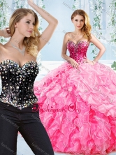 Puffy Skirt Visible Boning Beaded Detachable Quinceanera Gown in Rose Pink SJQDDT546002AFOR