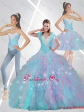 Romantic Multi Color Detachable Quinceanera Dresses with Beading and Ruffles SJQDDT80001FOR