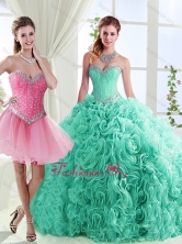 Romantic Rolling Flowers Really Puffy Detachable Sweet 16 Quinceanera Dresses in with Beading