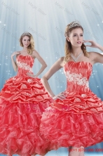 Romantic Watermelon Red Detachable Quinceanera Dresses with Appliques and Ruffles XFNAOA43TZFOR
