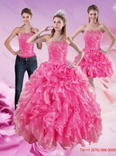 Sophisticated Hot Pink Detachable Quinceanera Dresses with Beading and Ruffles XFNAO5822TZA1FOR
