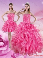 Sturning Hot Pink Detachable Quinceanera Dresses with Beading and Ruffles for 2015 XFNAO5822TZFOR