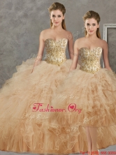 Wonderful Big Puffy Champagne Detachable Quinceanera Dresses with Beading and Ruffles SJQDDT93001FOR