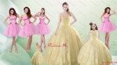 2015 Beautiful Sweetheart Champagne Quinceanera Dress and Pink Dama Dresses and Straps Ball Gown Little Girl Dress XFNAO823ZHTZ003FOR