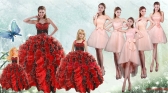 2015 Elegant Ruffles Multi Color Sweet 15 Dresse and Pretty Short Dama Dresses and Beading and Ruffles Little Girl Dress XFNAOA32ZHTZ001FOR