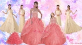 2015 Perfect Beading Sweetheart Quinceanera Dress and Ruching Long Prom Dresses and Watermelon Halter Top Little Girl Dress XFNAOA27ZHTZ003FOR