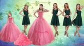 2015 Pretty Rose Pink Quinceanera Dress and Knee Length Dama Dresses and Sweet Ball Gown Little Girl Dress XFNAO825ZHTZ002FOR