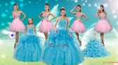 2016 Spring Baby Blue Ball Gown Pick Ups Quinceanera Dress and Beading Rose Pink Short Dama Dresses and Pick Ups Little Girl Dress XFNAOA37ZHTZ001FOR