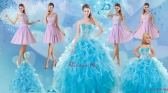 Baby Blue Ball Gown Ruffles Quinceanera Dress and Lilac Short Dama Dresses and Applique and Ruffles Little Girl Dress XFNAOA45ZHTZ001FOR