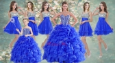 Big Puffy Beaded Blue Quinceanera Dress and Sequined Short  Dama Dresses Ruffled Mini Quinceanera Dress LFY091906ZHTZ001-6FOR