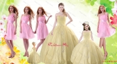 Champagne Ball Gown Quinceanera Dress and Ruching Baby Pink Dama Dresses and Floor Length 2015 Little Girl Dress XFNAO823ZHTZ001FOR