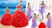 Elegant Red Sweetheart Quinceanera Dress and Sash and Beading Short Dama Dresses and Halter Top Red Little Girl Dress XFNAOA38ZHTZ003FOR
