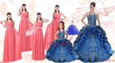 Elegant Ruffles and Embroidery Quinceanera Gown and Watermelon Long Prom Dresses and Embroidery Little Girl Dress XFNAOA62ZHTZ001FOR