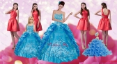 Embroidery and Pick Ups Quinceanera Dress and Ruching Short Dama Dresses and Spaghetti Straps Teal Little Girl Dress XFNAOA36ZHTZ002FOR