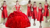 Fashionable Beaded and Pick Ups Quinceanera Dress and New Style Square Dama Dresses in Red SJQDDT476002-2PJTZ001FOR