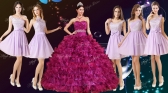 Gorgeous Ruffled and Beaded Fuchsia Quinceanera Dress and Laced Lavender Short Dama Dresses QDZY049ZHTZ001FOR
