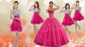 Luxurious Hot Pink Big Puffy Quinceanera Dress and Modest Sequined Straps Dama Dresses  QDZY209ZHTZ001FOR