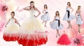 Multi Color Strapless Beading Quinceanera Dress and White Strapless Ruching Prom Dresses and  Halter Top Beading Little Girl Dress XFNAOA11ZHTZ003FOR