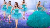 New Arrivals Teal Really Puffy Quinceanera Dress and Gorgeous Sequined and Ruffled Layers Dama Dresses  SWQD050MT-7ZHTZ002FOR