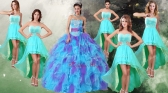 Perfect Applique and Ruffled Quinceanera Dress and High Low Beaded Dama Dresses PDZY471ZHTZ002FOR