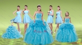 Pick Ups and Embriodery Baby Blue Quinceanera Dress and Ruching Short Dama Dresses and Embroidery Baby Blue Little Girl Dress XFNAOA37ZHTZ002FOR