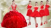Popular Cap Sleeves Quinceanera Dress and Beautiful Chiffon Short Dama Dresses in Red SJQDDT476002-2PJTZ004FOR