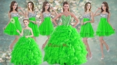 Really Puffy Spring Green Sweet 16 Dress and Sequined Short  Dama Dresses and Beaded and Ruffled Mini Quinceanera Dress LFY091906ZHTZ001-4FOR