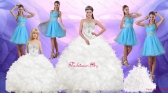 Ruffles and Beading White Quinceanera Dress and Baby Blue V Neck Dama Dresses and White Pageant Dresses for Little Girls Dresses XFNAO003ZHTZ006FOR