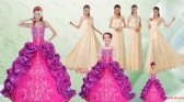 Spaghetti Straps Multi Color Quinceanera Dress and Long Ruching Dama Dresses and Ruffels and Embroidery Little Girl Dress XFNAOA53ZHTZ003FOR