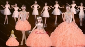 Sturning Straps and Beaded Quinceanera Dresses and Baby Pink Short Dama Dresses and Cute Orange Little Girl Dresses and Feminine Mini Length Prom Dresses QDDTA116002PJTZ001FOR