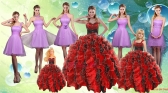 Sweetheart Ruffles Multi Color Quinceanera Dress and Knee Length Ruching Dama Dresses and Multi Color Little Girl Dress XFNAOA32ZHTZ003FOR