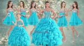 Visible Boning Aqua Blue Quinceanera Dress and Sequined Short  Dama Dresses Beaded and Ruffled Mini Quinceanera Dress LFY091906ZHTZ001-7FOR