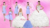 White Sweetheart Quinceanera Dress and Beautiful Short Dama Dresses and 2015 White Little Girl Dress XFNAO003ZHTZ002FOR