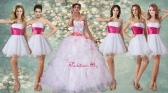 Wonderful Ruffled and Applique Quinceanera Dress and Short Beaded White Dama Dresses QDZY172ZHTZ001FOR