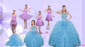 Beading Pretty Aqua Blue Quinceanera Gown and Lilac Short Dama Dresses and Halter Top Ruffles Pageant Dresses for Little Girl FNAODVC1037ZHTZ002FOR