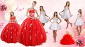 Red Ball Gown Appliques Quinceanera Dress and Short Beading White Dresses and Red Halter Top Little Girl Dress XFNAOA38ZHTZ004FOR