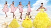Yellow Sweetheart Beading Quinceanera Dress and Light Pink Short Prom Dresses and Ruffles and Beading Little Girl Dress XFNAOA03ZHTZ001FOR