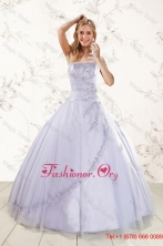 2015 Brand New Strapless Lavender Quinceanera Dresses with Appliques XFNAO5949FOR