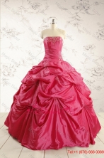 2015 Cheap Appliques Quinceanera Dresses in Hot Pink FNAO585FOR