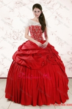 2015 Discount Sweetheart Beading Quinceanera Dresses in Red XFNAO207AFOR