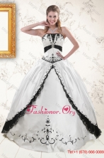 2015 Exquisite Embroidery Quinceanera Dresses in White and Black XFNAO102FOR