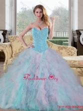 2015 Exquisite Sweetheart Multi Color Sweet 15 Dresses with Beading and Ruffles QDDTC31002-1FOR
