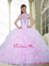 2015 Inexpensive Ball Gown Sweet 16 Dresses with Beading and Ruffles SJQDDT2002FOR