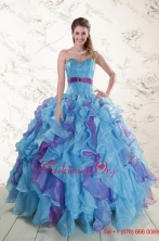 2015 New Style Multi Color Quinceanera Dresses with Beading and Ruffles XFNAO783FOR