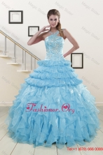 2015 Pretty Baby Blue Sweet 15 Dresses with Beading XFNAO254FOR